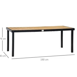 Mesa de jardín Jucar Outsuny 8 personas natural/negro 74x190x90 cm