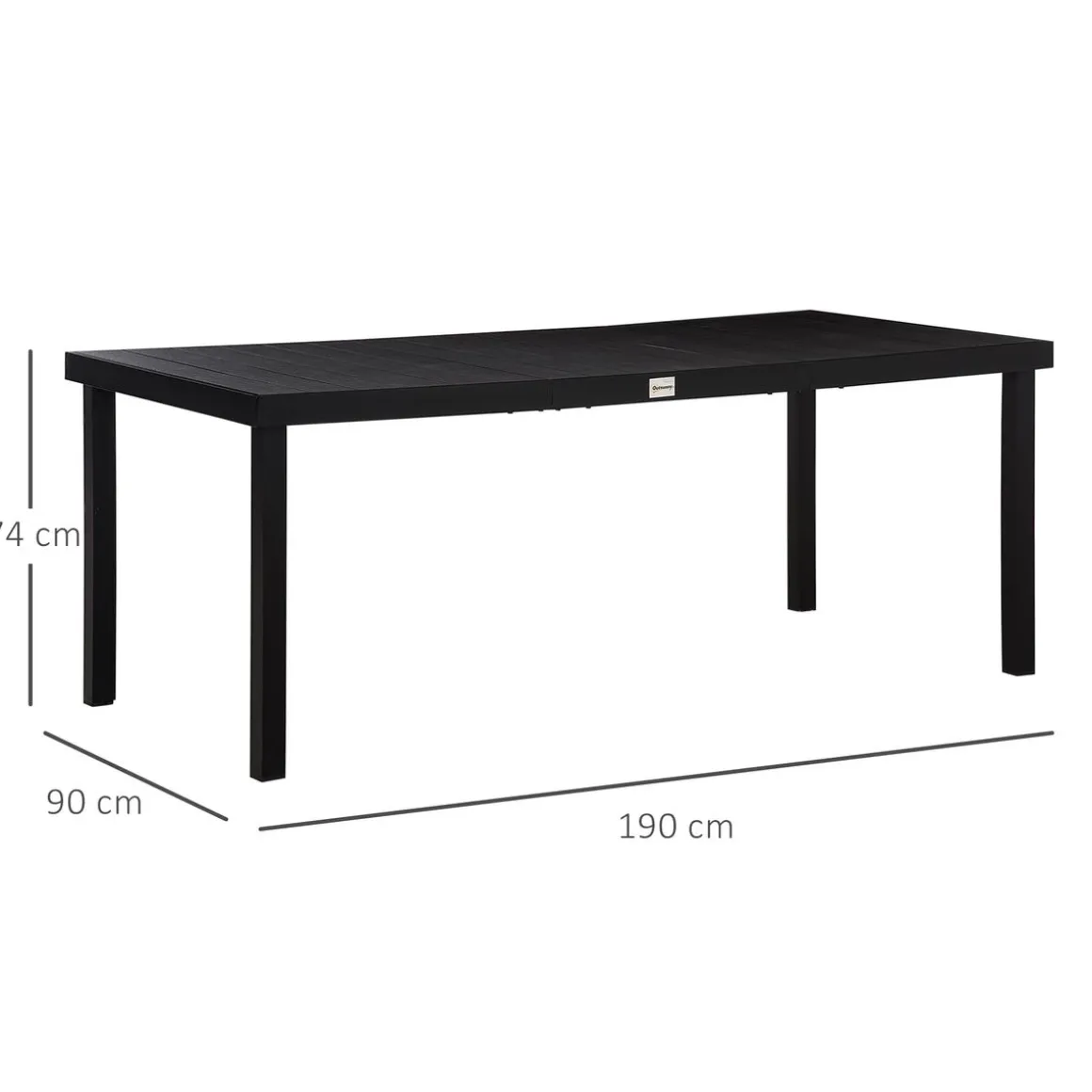 Mesa de jardín Kuma Outsunny 8 personas negro 74x190x90 cm