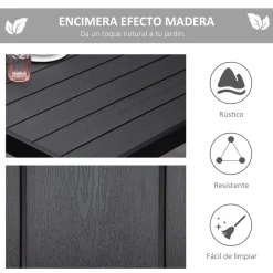Mesa de jardín Kuma Outsunny 8 personas negro 74x190x90 cm