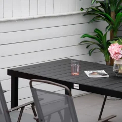 Mesa de jardín Kuma Outsunny 8 personas negro 74x190x90 cm