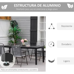 Mesa de jardín Kuma Outsunny 8 personas negro 74x190x90 cm