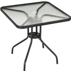 Mesa de jardín Leno Outsunny con agujero para sombrilla negro 72x76x76 cm