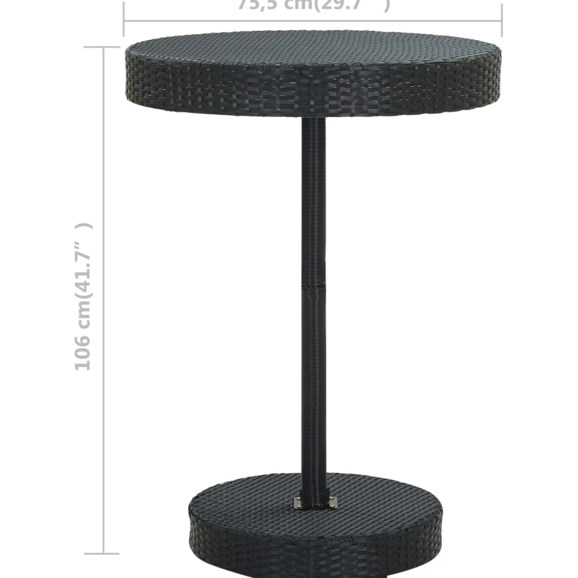 Mesa de jardín Lope diseño redondo ratán Ø75,5x106 cm