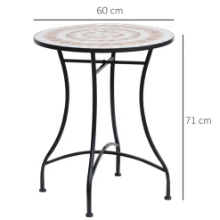 Mesa de jardín Mosaico Outsunny Ø60x71 cm
