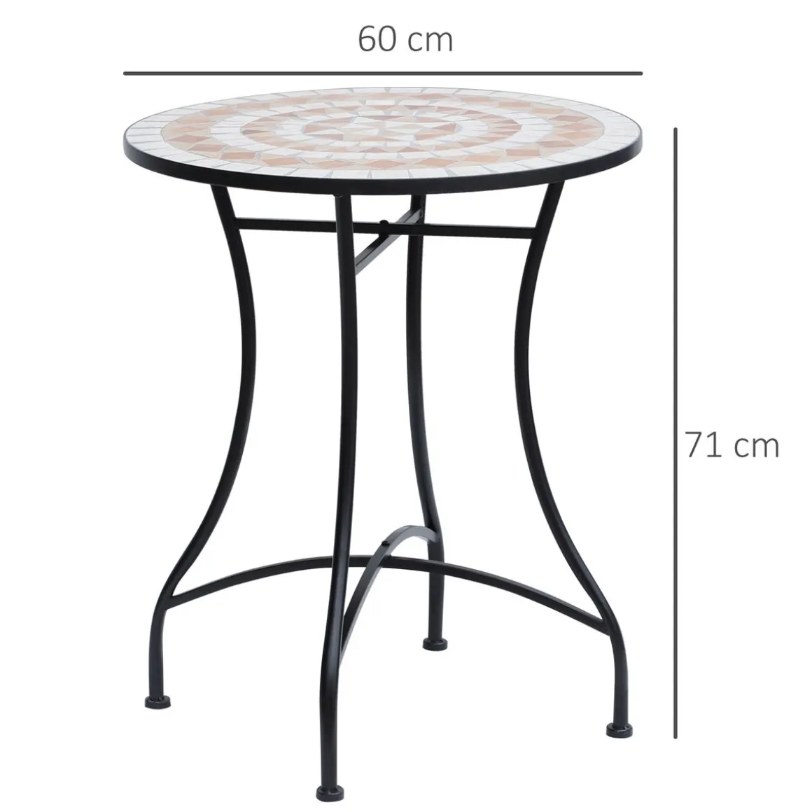 Mesa de jardín Mosaico Outsunny Ø60x71 cm