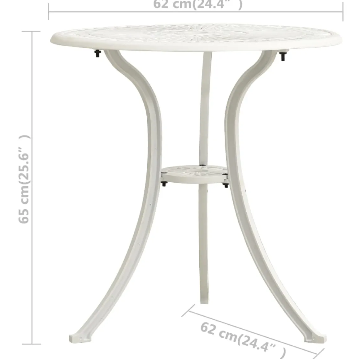 Mesa de jardín Nieve aluminio fundido blanco Ø62x65 cm