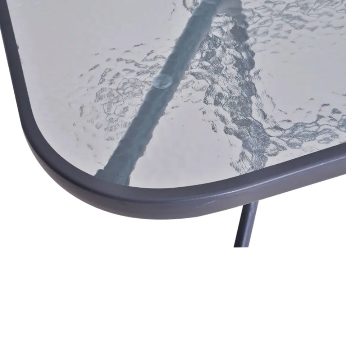 Mesa de jardín Outsunny con orificio para sombrilla gris carbón 70x120x80 cm