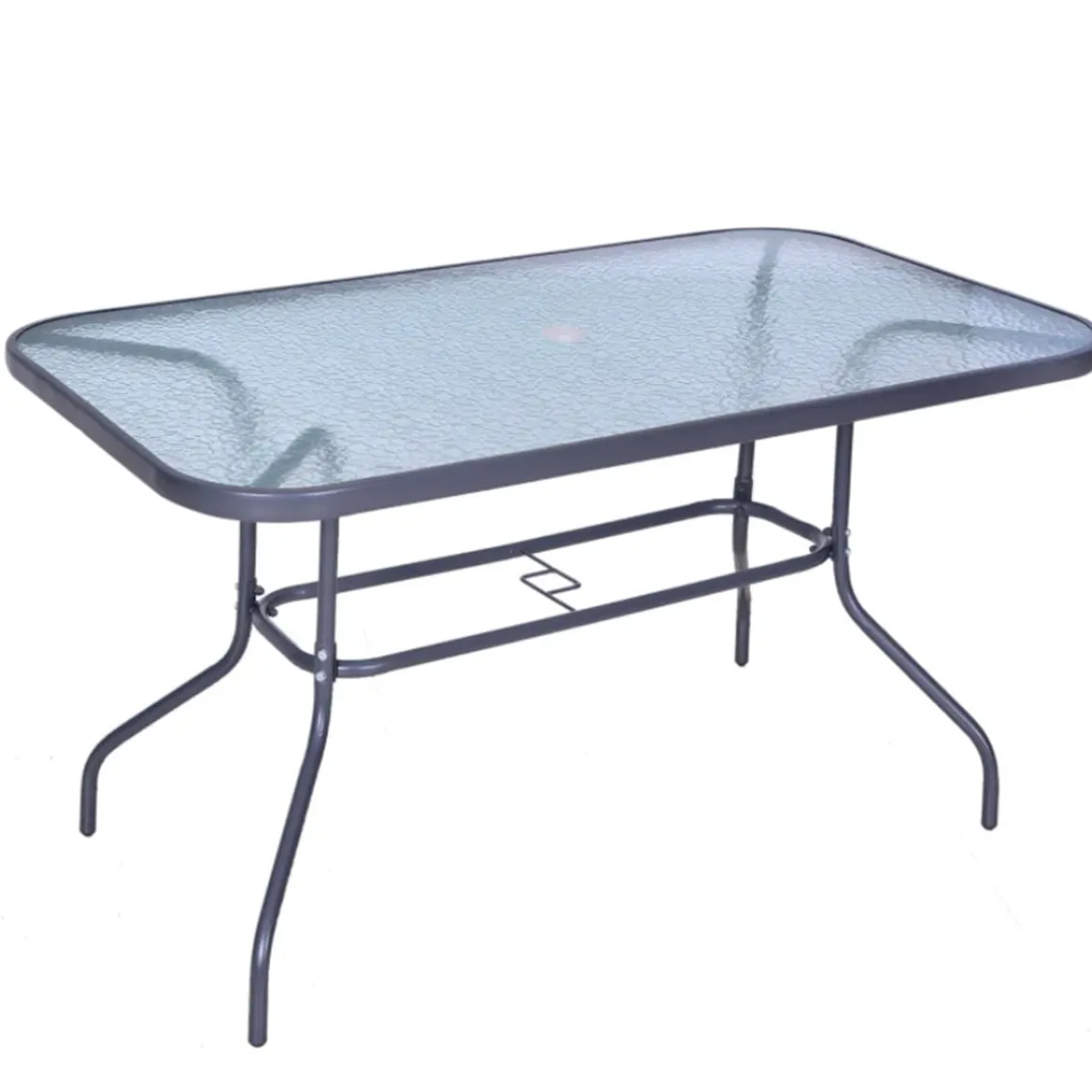 Mesa de jardín Outsunny con orificio para sombrilla gris carbón 70x120x80 cm