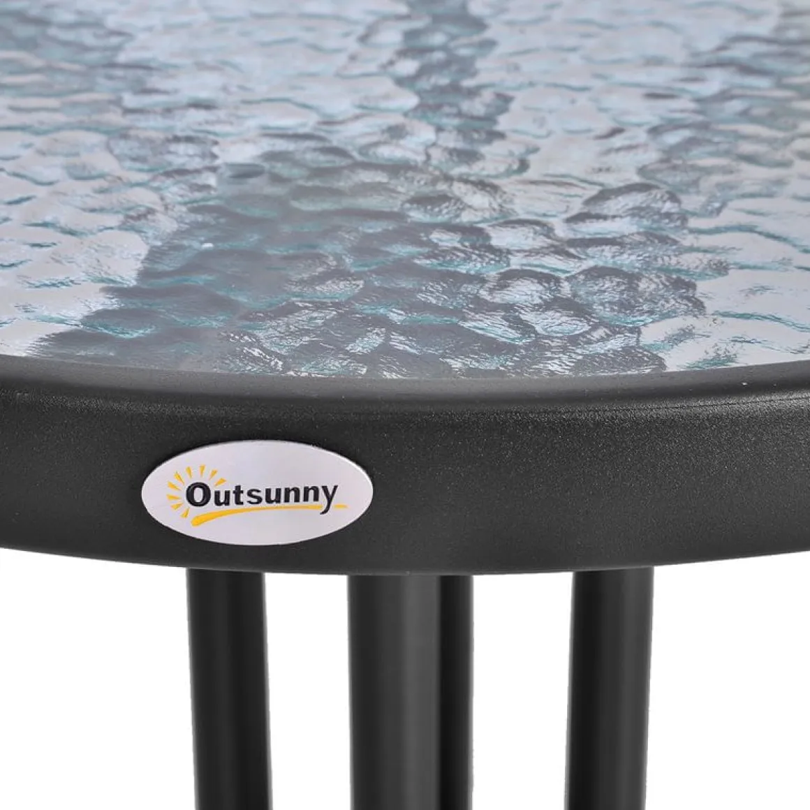 Mesa de jardín Outsunny redonda vidrio negro 60x70 cm