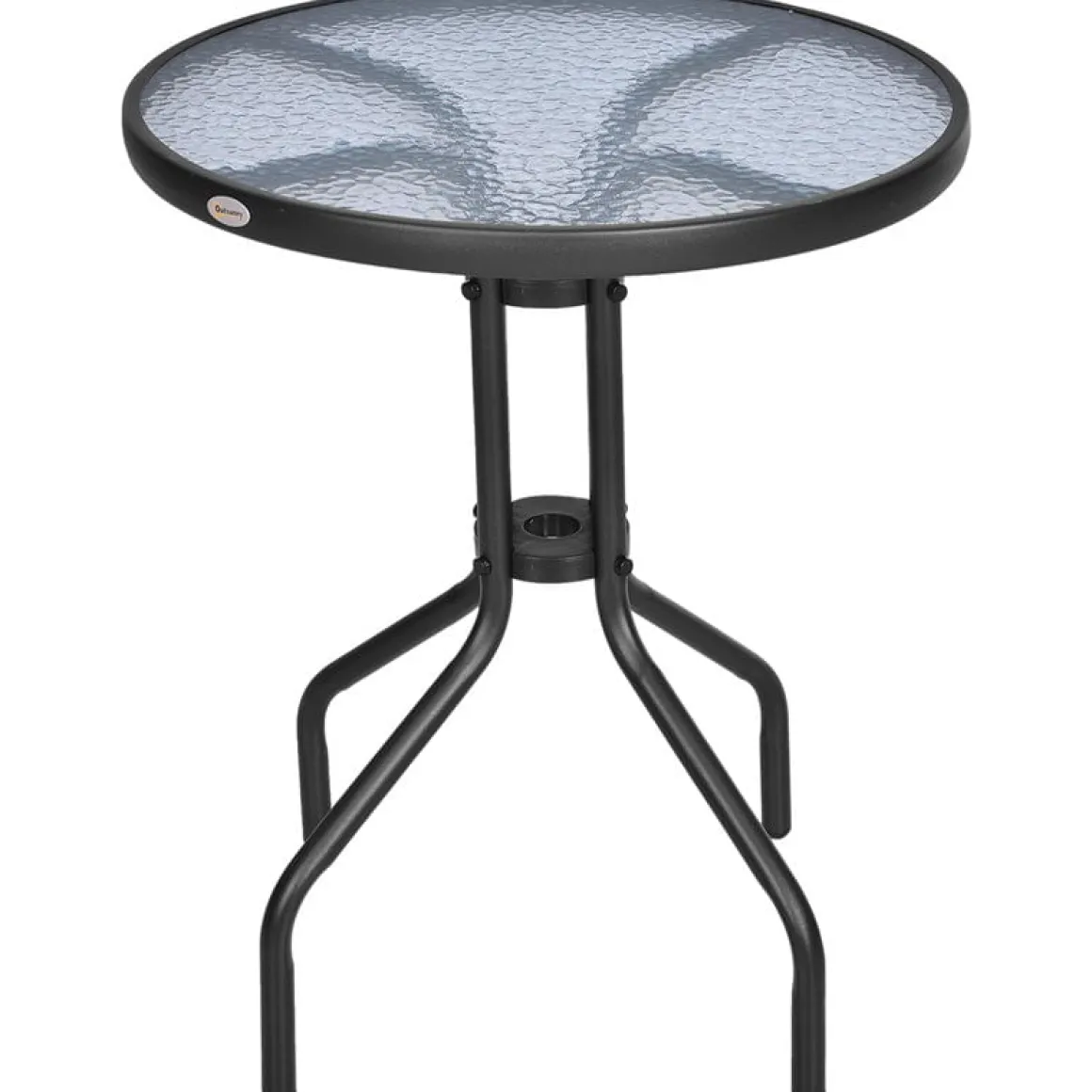 Mesa de jardín Outsunny redonda vidrio negro 60x70 cm