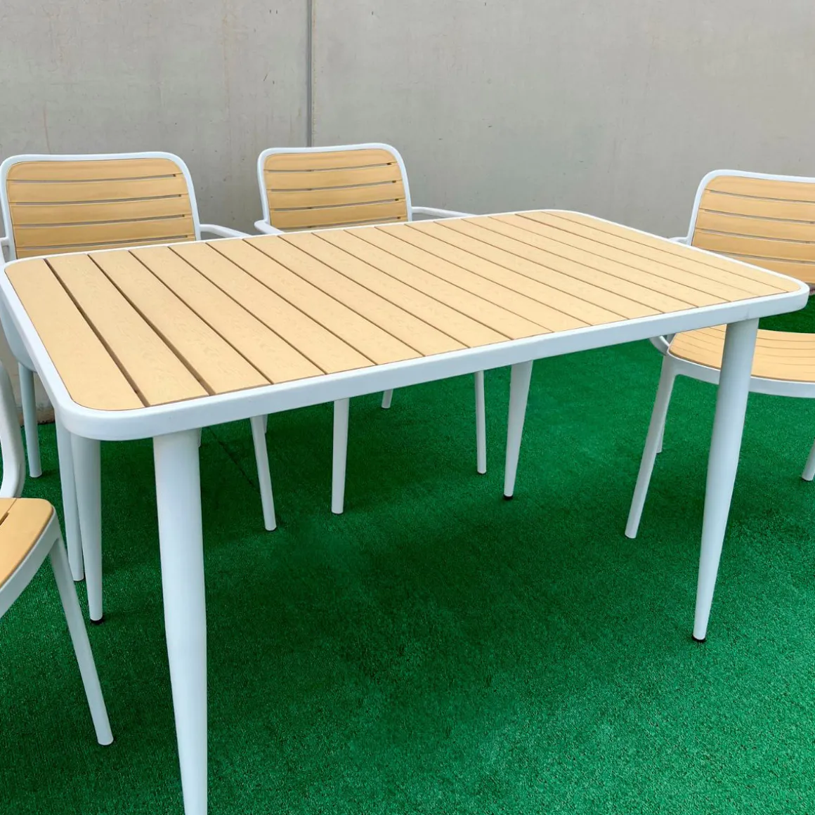 Mesa de jardín Tabarca blanco/natural 74x120x70 cm