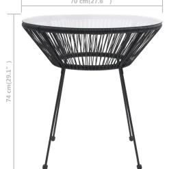 Mesa de jardín Tambor acero y vidrio negro Ø70x74 cm