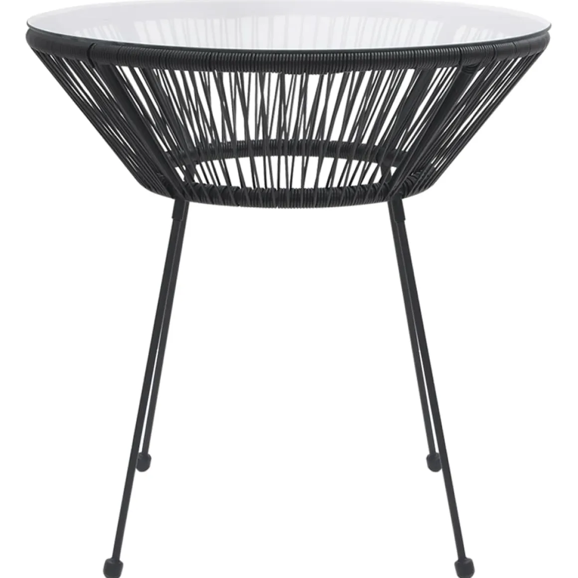 Mesa de jardín Tambor acero y vidrio negro Ø70x74 cm
