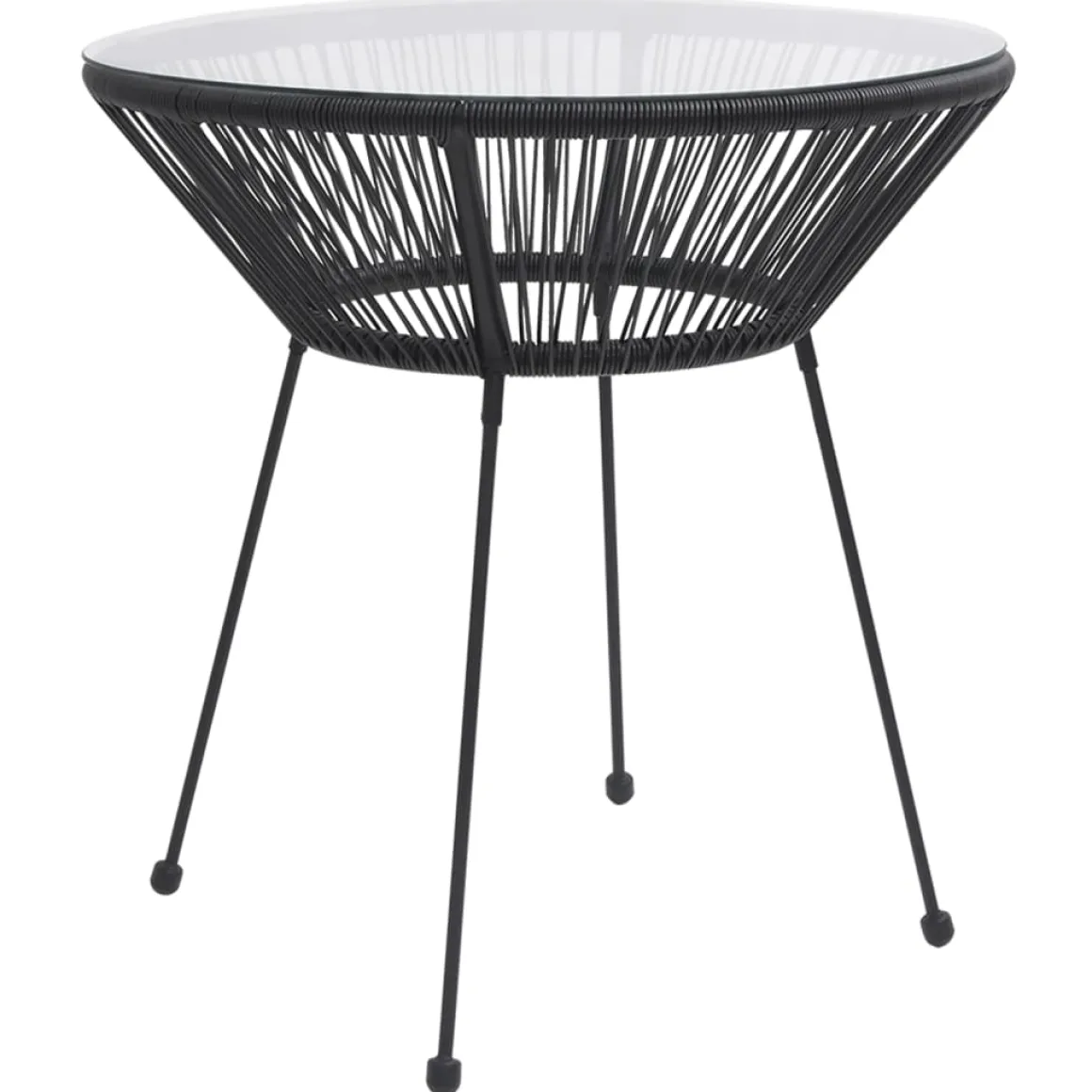 Mesa de jardín Tambor acero y vidrio negro Ø70x74 cm