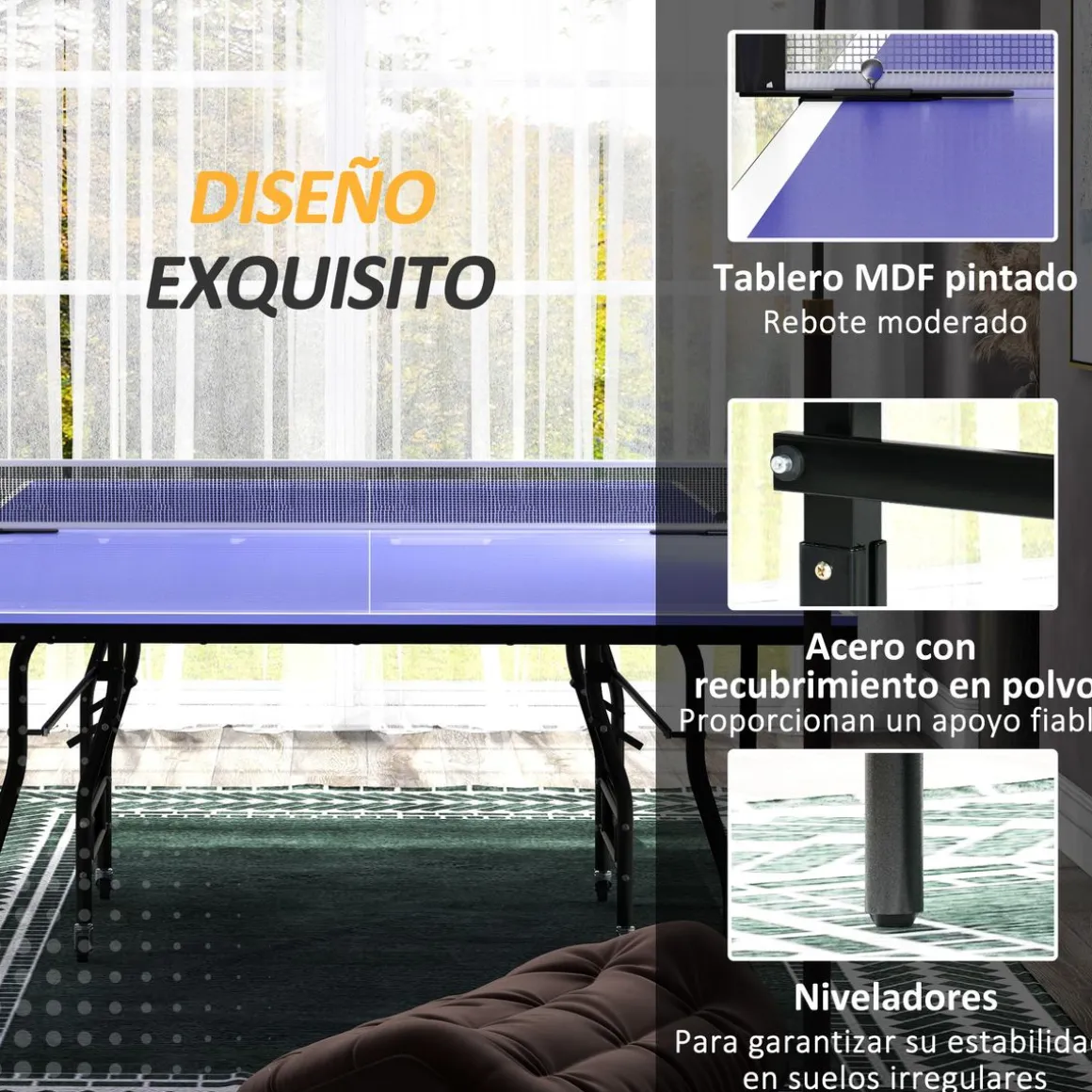 Mesa de ping-pong Nexa Sportnow + palas + pelotas verde 76x152,5x274 cm