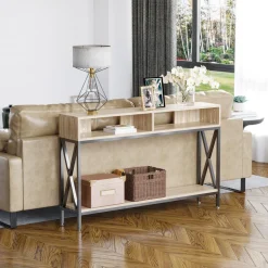 Mesa de recibidor Sheelita Homcom 2 compartimentos + estante 75x120x23,5 cm