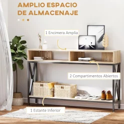 Mesa de recibidor Sheelita Homcom 2 compartimentos + estante 75x120x23,5 cm