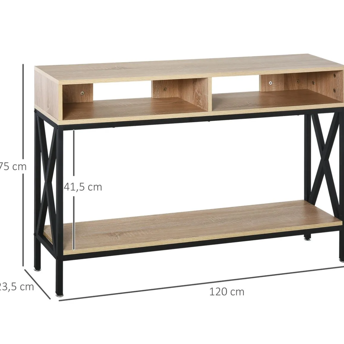 Mesa de recibidor Sheelita Homcom 2 compartimentos + estante 75x120x23,5 cm
