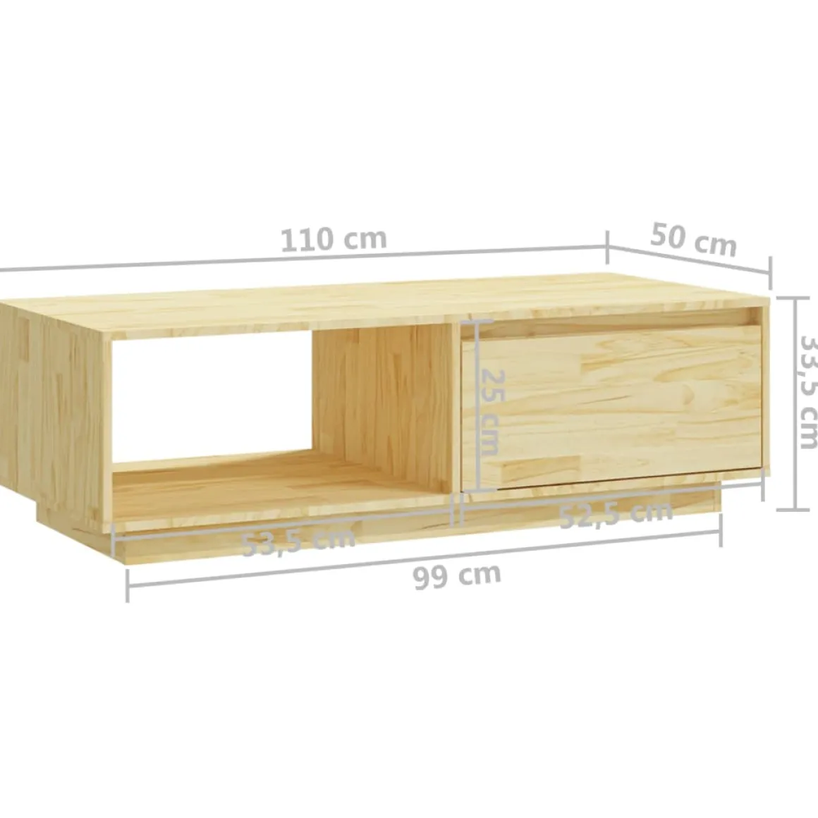 Mesa de TV NaturalWood natural 33,5x110x50 cm