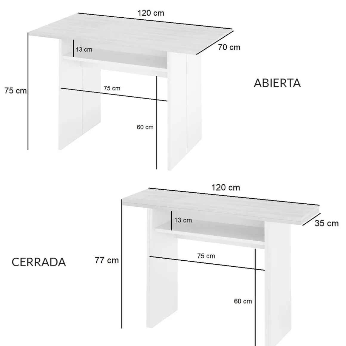 Mesa desplegable Tavolo blanco artik/cemento