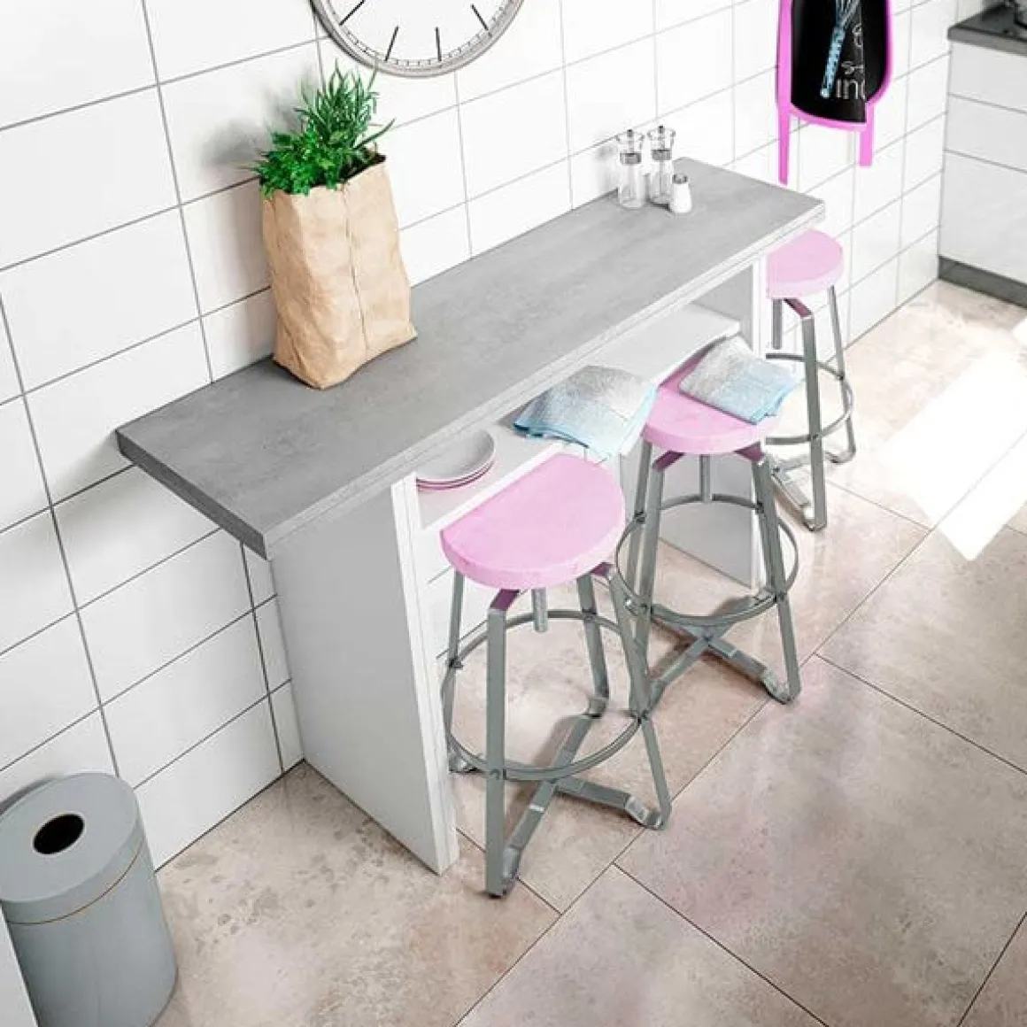 Mesa desplegable Tavolo blanco artik/cemento