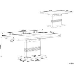 Mesa extensible Carlota blanco/cambria 77x160-200x90 cm