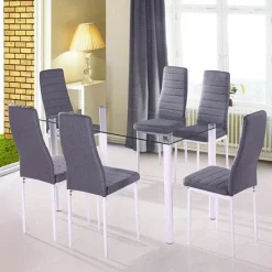 Mesa fija Yuri cristal 140 x 80 cm blanco