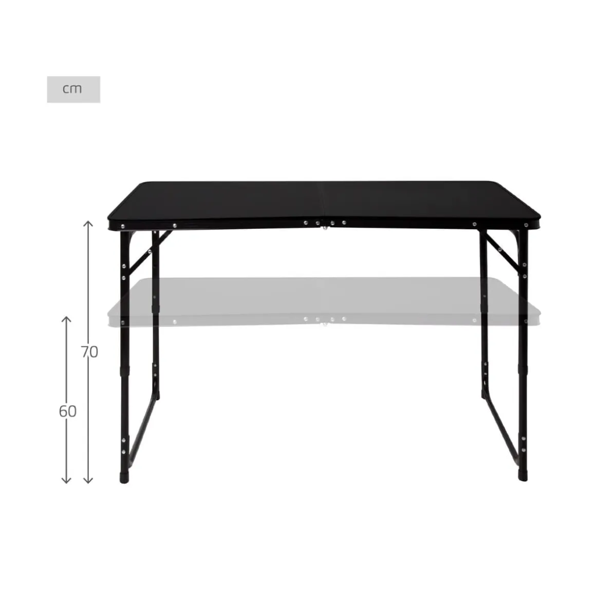 Mesa maletín Aktive altura ajustable + red auxiliar negro 60-70x120x60 cm