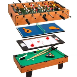 Mesa multijuegos CB Games 4 en 1 34 accesorios +6A marrón 28,5x89x42,5 cm