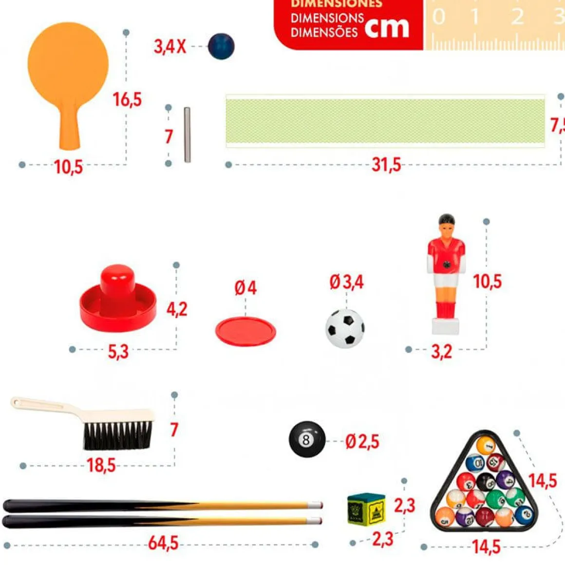 Mesa multijuegos CB Games 4 en 1 34 accesorios +6A marrón 28,5x89x42,5 cm