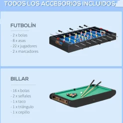 Mesa multijuegos infantil Homcom 6 en 1 +7 años negro 79x120x88 cm