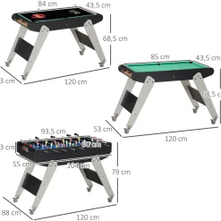 Mesa multijuegos infantil Homcom 6 en 1 +7 años negro 79x120x88 cm