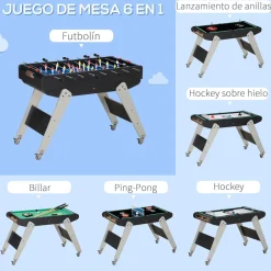 Mesa multijuegos infantil Homcom 6 en 1 +7 años negro 79x120x88 cm
