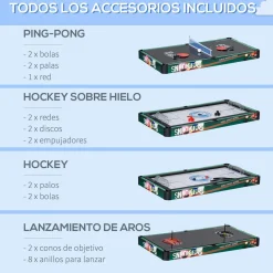 Mesa multijuegos infantil Homcom 6 en 1 +7 años multicolor 71x118x104 cm