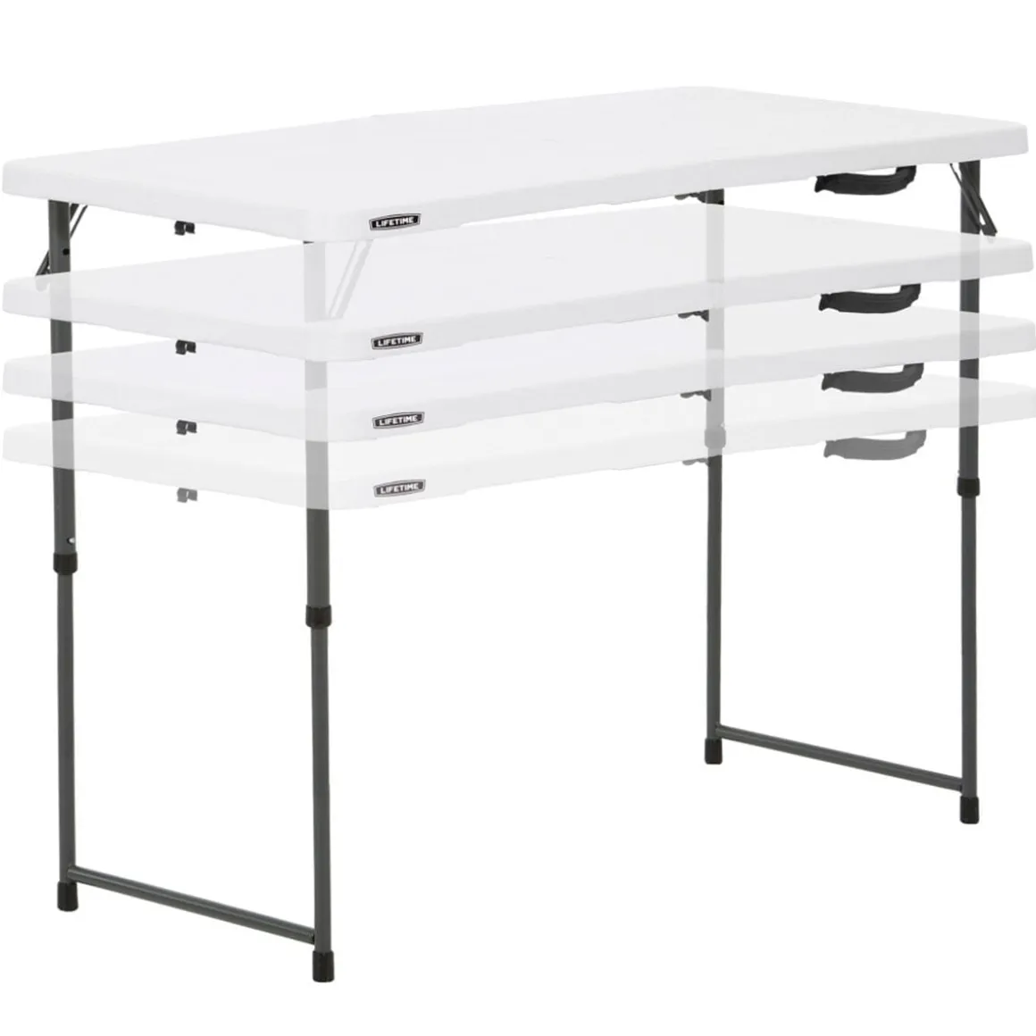 Mesa multiusos Lifetime plegable 4 alturas blanco 56-91,5x122x61 cm