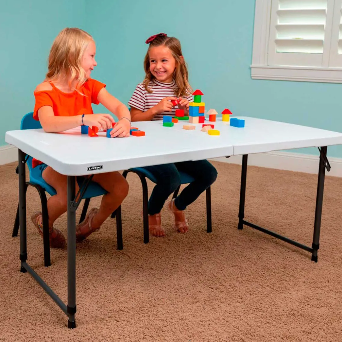 Mesa multiusos Lifetime plegable 4 alturas blanco 56-91,5x122x61 cm