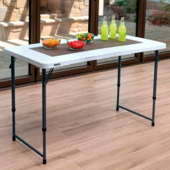 Mesa multiusos Lifetime plegable 4 alturas blanco 56-91,5x122x61 cm