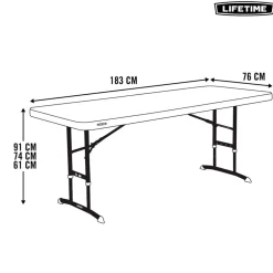 Mesa plegable Lifetime 3 alturas blanco 61-74-91x183x76 cm