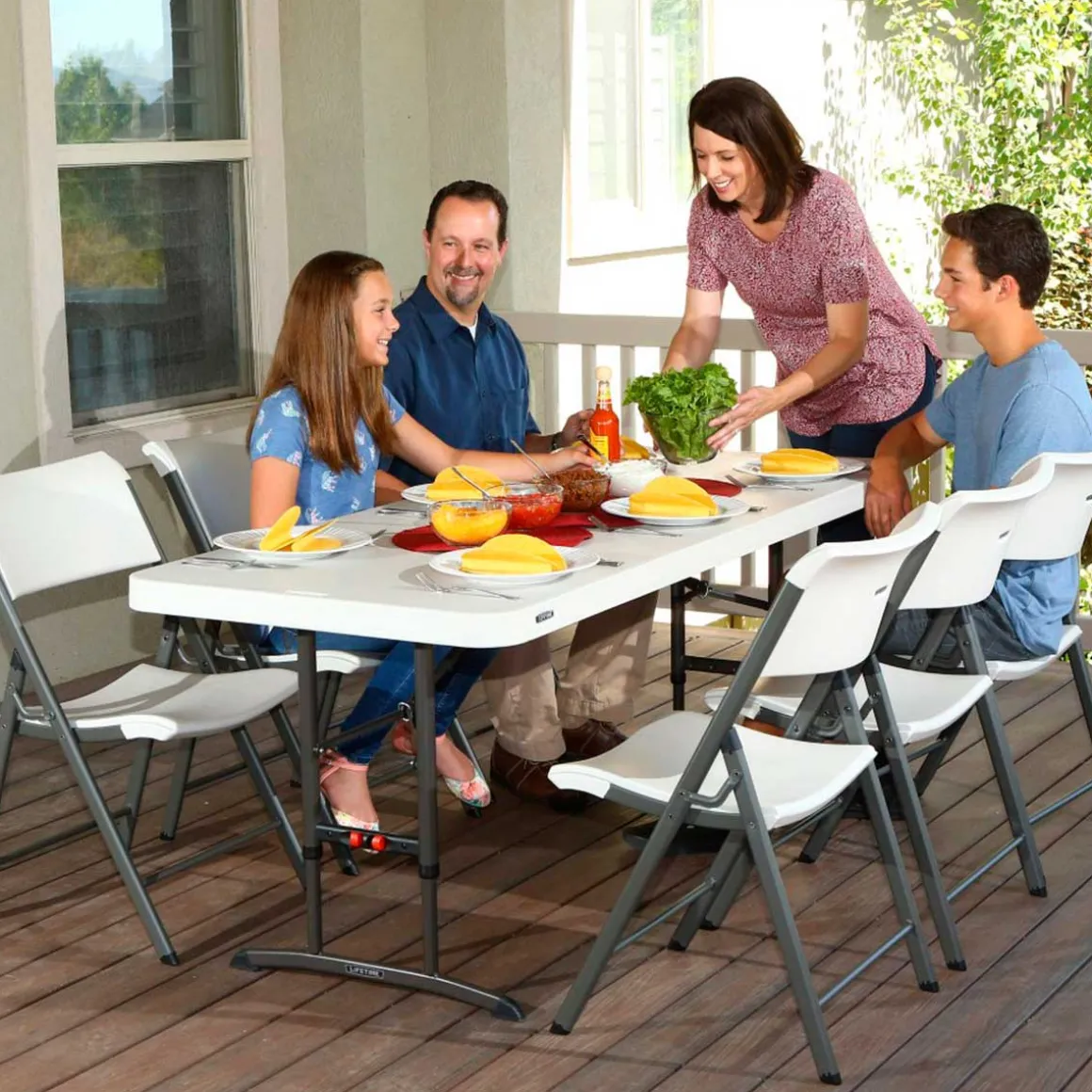 Mesa plegable Lifetime 3 alturas blanco 61-74-91x183x76 cm