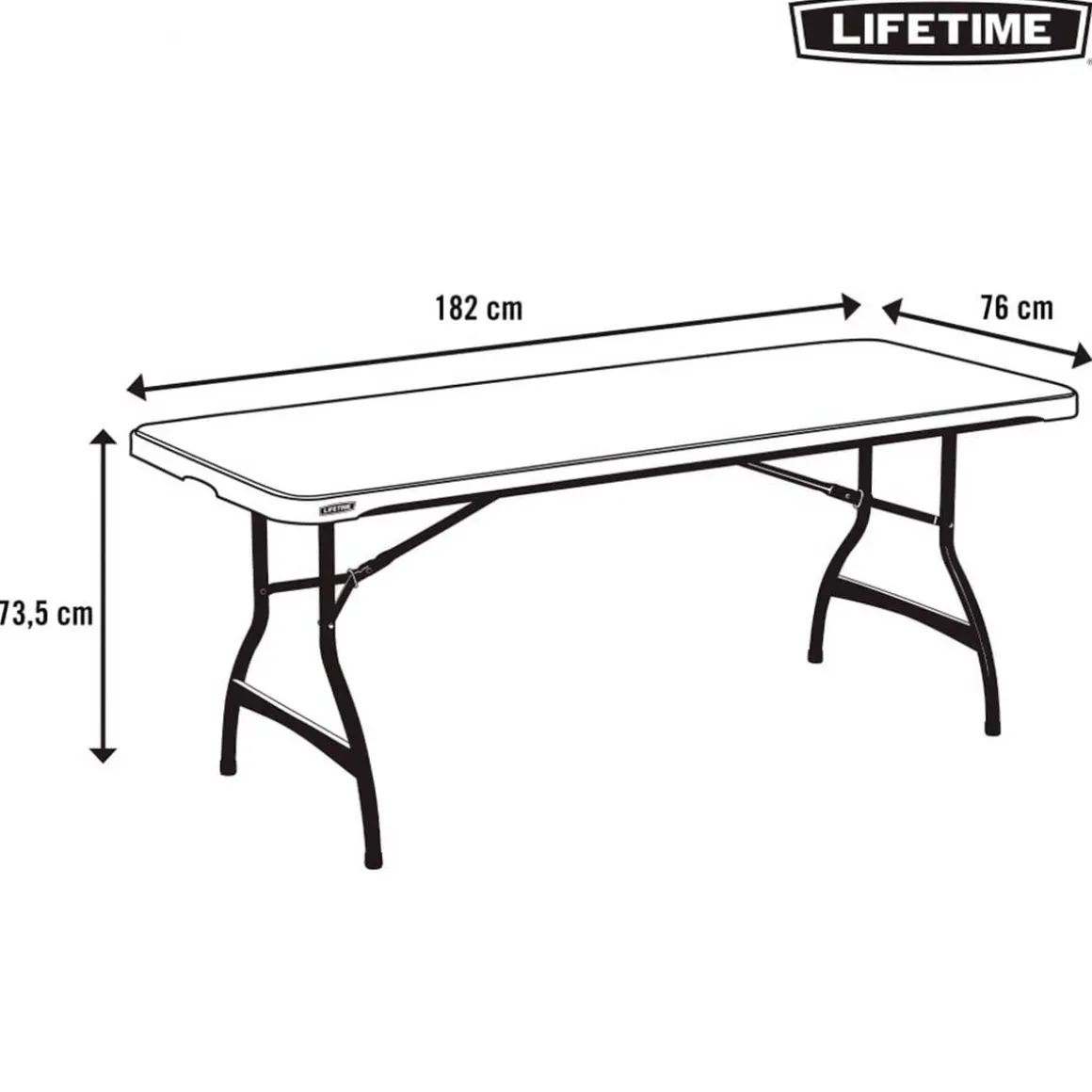 Mesa plegable Lifetime 8 personas forma rectangular 73,5x182x76 cm