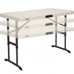 Mesa plegable Lifetime altura ajustable gris/negro 61/74/91x182,9x76,2 cm