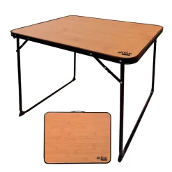 Mesa plegable para camping Aktive Camping efecto bambú 67x80x60 cm