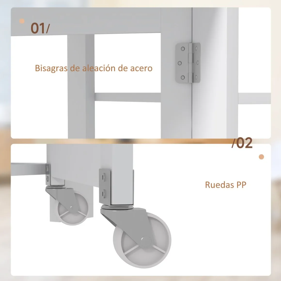 Mesa plegable Yves Homcom alas abatibles + 3 estantes blanco 75x120x60 cm