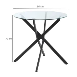 Mesa redonda de comedor Homcom cristal Ø80X75 cm