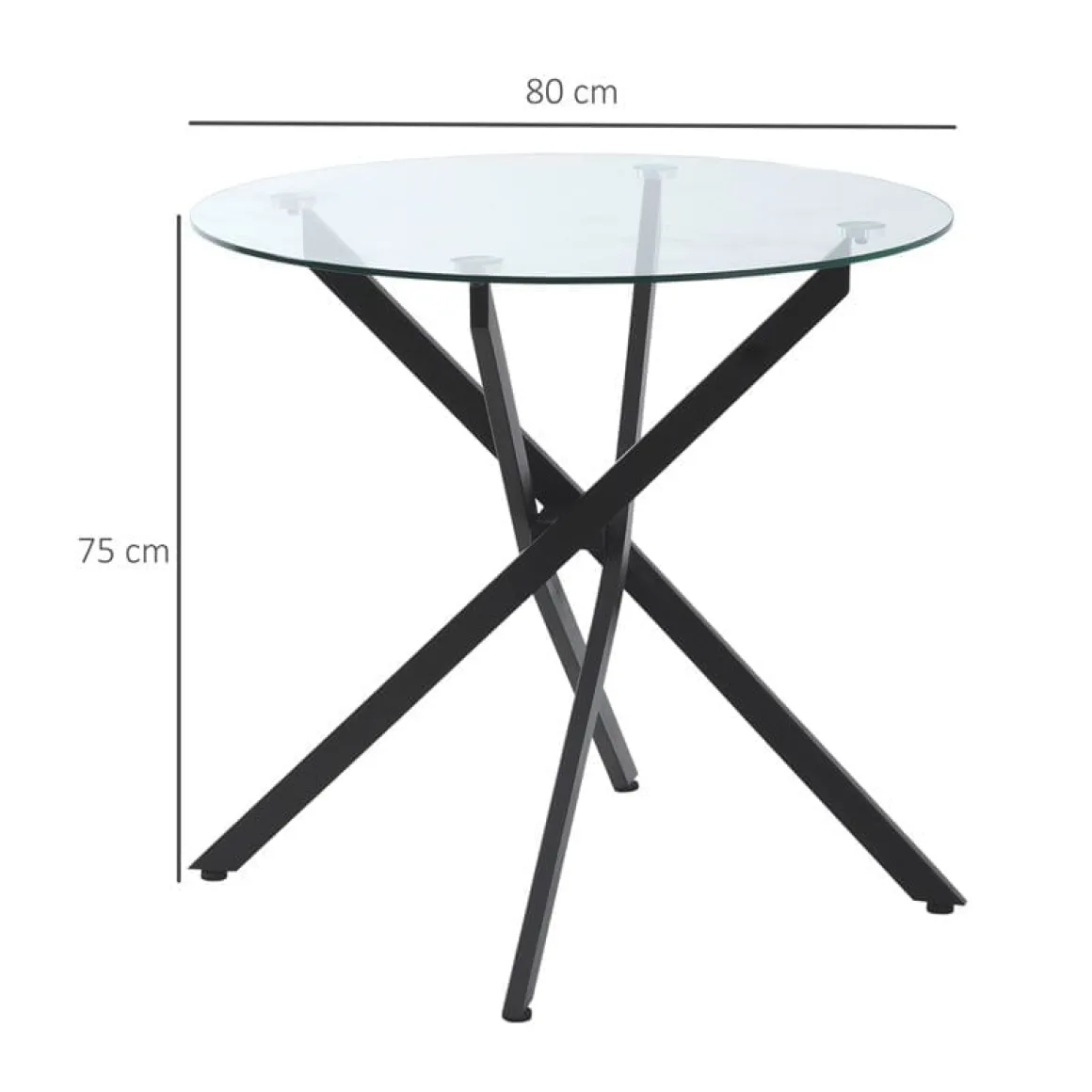 Mesa redonda de comedor Homcom cristal Ø80X75 cm