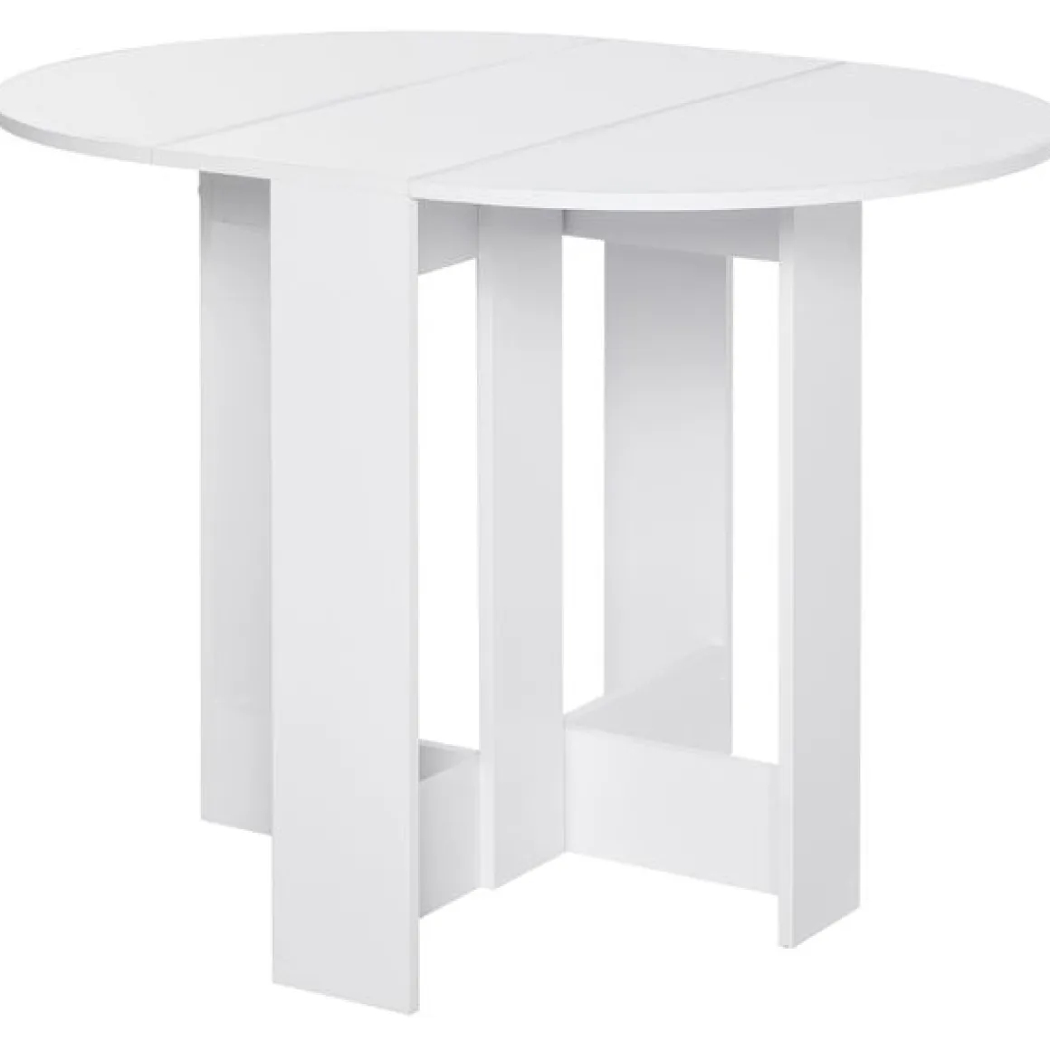 Mesa redonda de comedor Homcom plegable 2 alas abatibles blanco 73,7x76x31 cm
