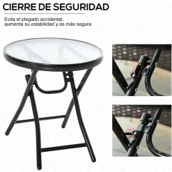 Mesa redonda Pina Outsunny plegable negro Ø45x50 cm