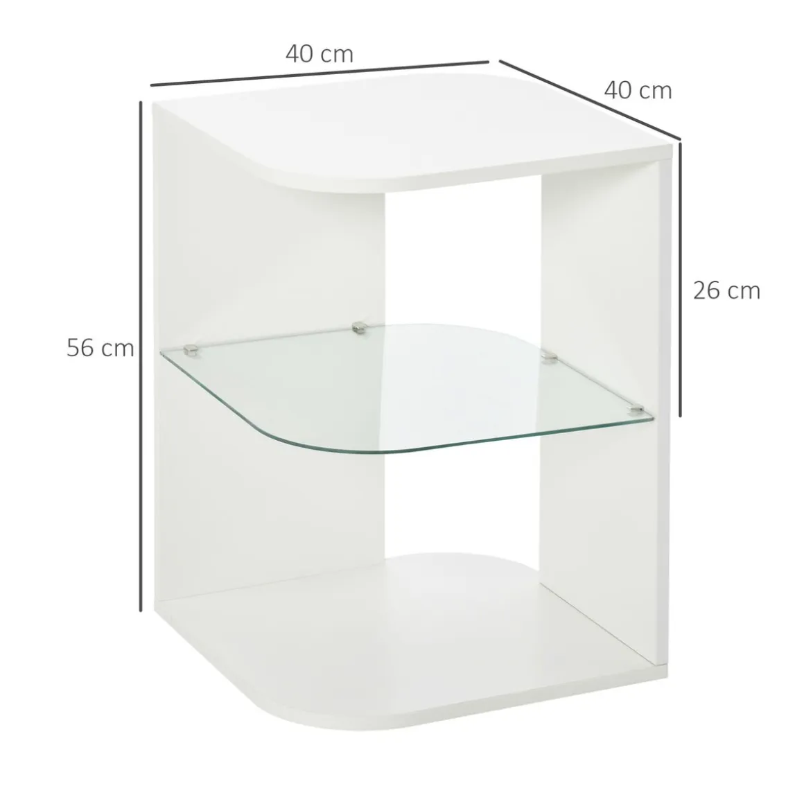 Mesita auxiliar Haruai Homcom 3 estantes 56x40x40 cm