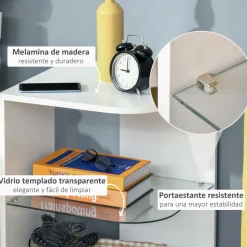 Mesita auxiliar Haruai Homcom 3 estantes 56x40x40 cm
