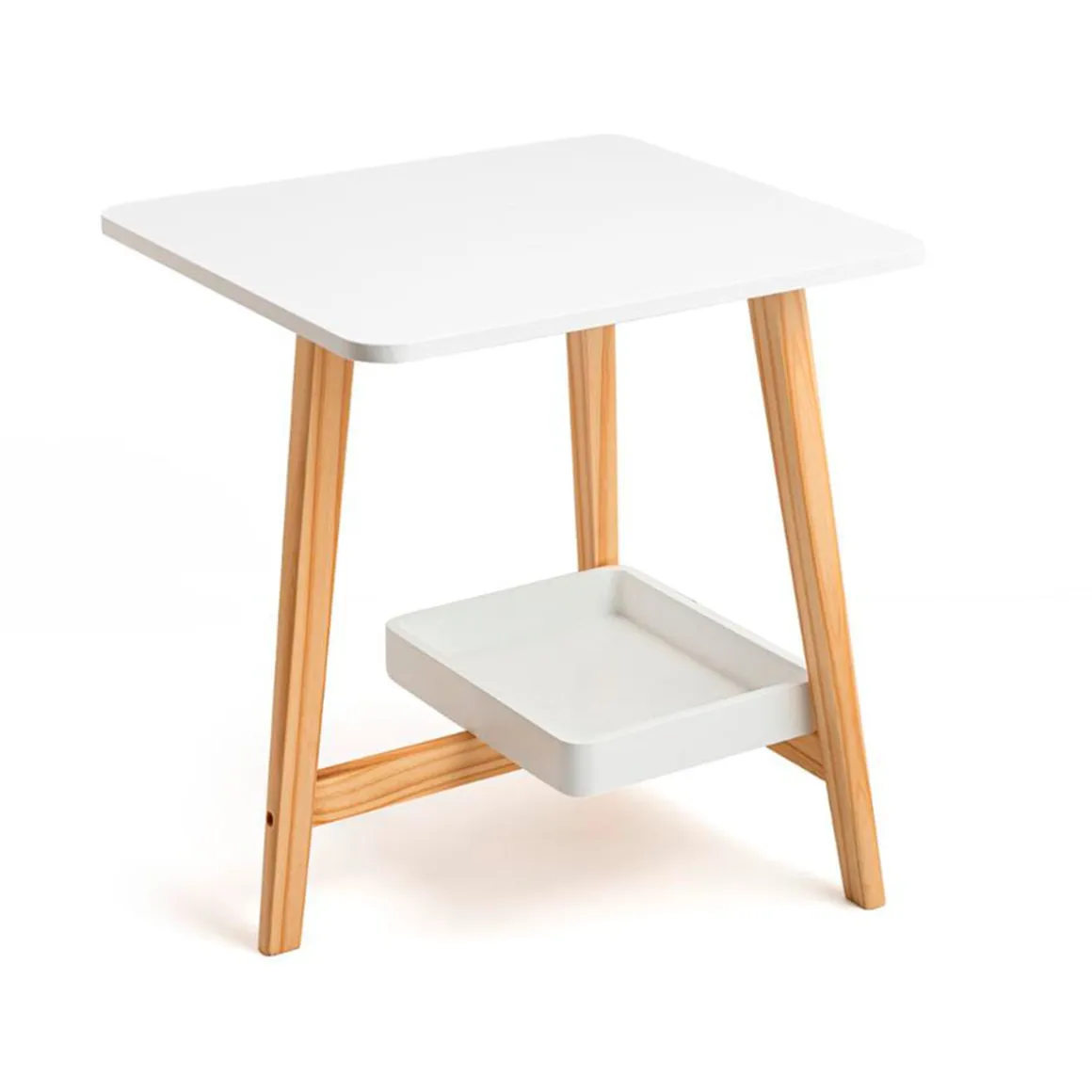 Mesita auxiliar MOA Vinthera blanco/madera 48,3x43,1x38,2 cm